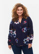 FLASH - Langærmet bluse med print, Big Blue Flower, Model image number 0