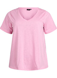 Kort&aelig;rmet basis t-shirt med v-hals, Lyser&oslash;d
