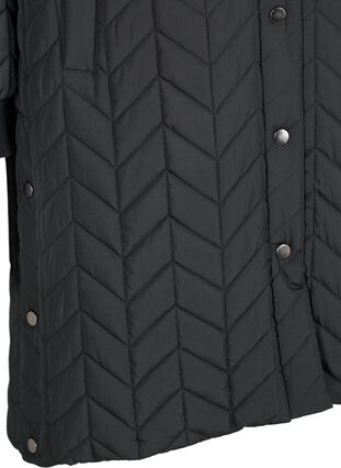 Quiltet jakke med knapper og hætte, Black, Packshot image number 3