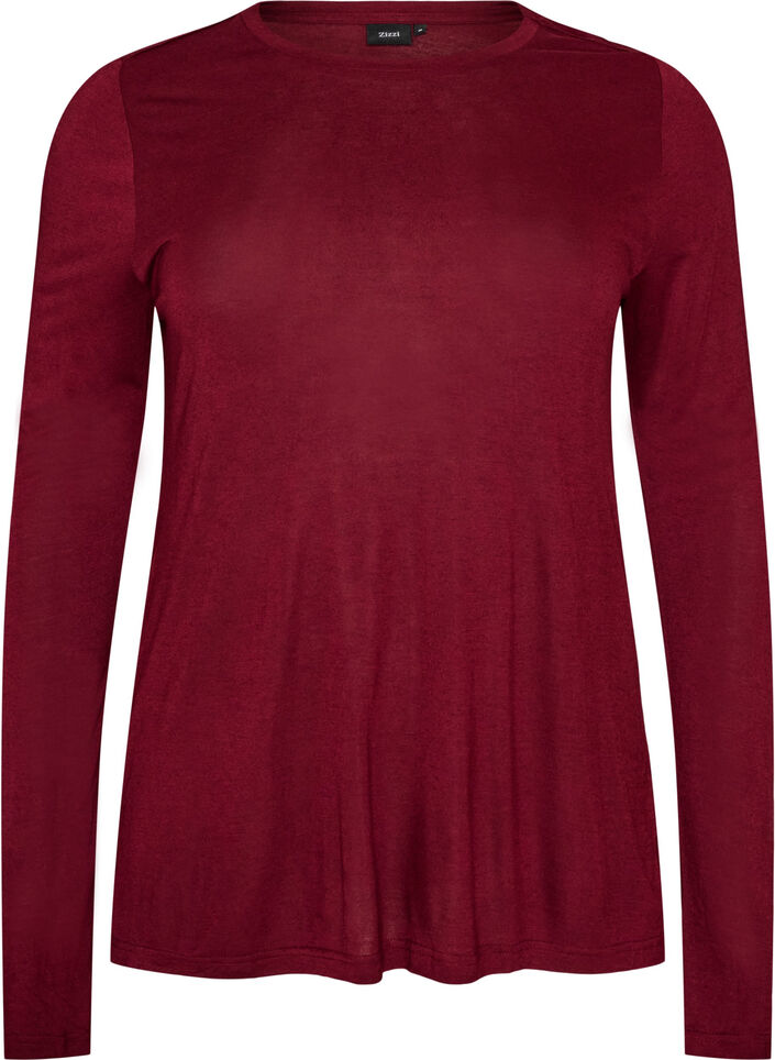 Lang&aelig;rmet bluse i uld og viskose, R&oslash;d, Packshot image number 0