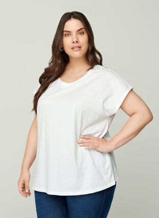 Kortærmet t-shirt i bomuld, Bright White, Model image number 0