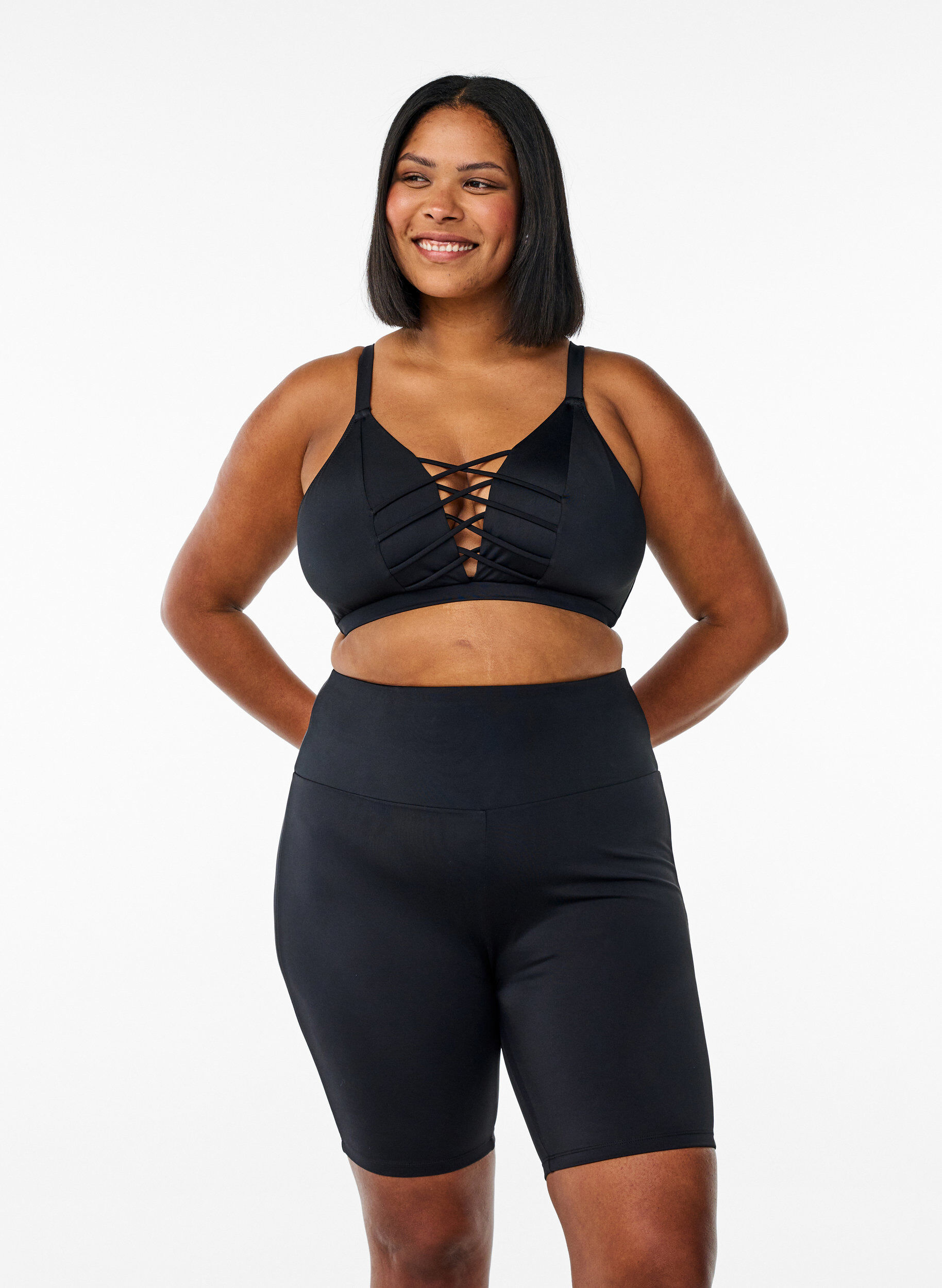 Lange badeshorts, Sort, Model