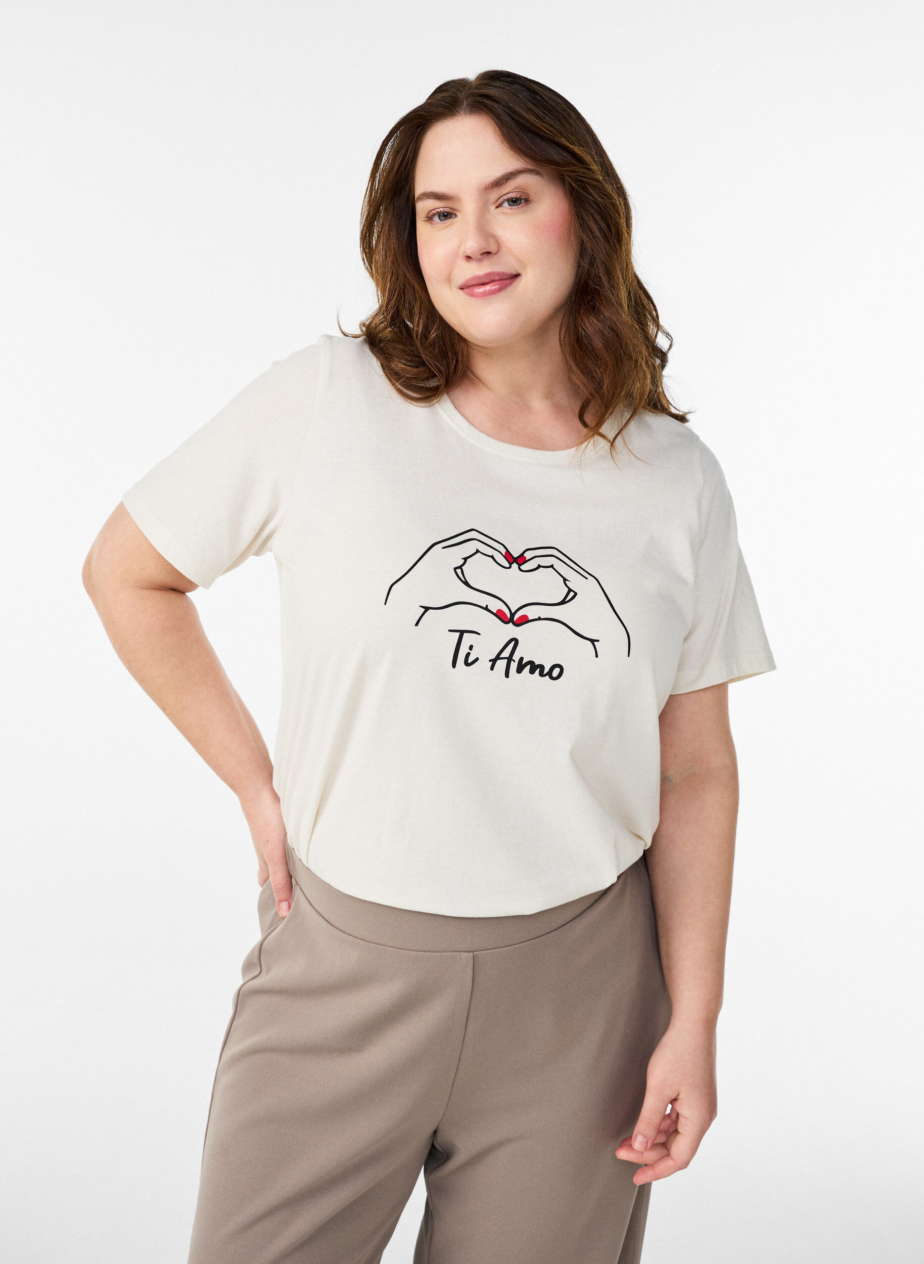 T-shirt med motiv, Hvid, Model