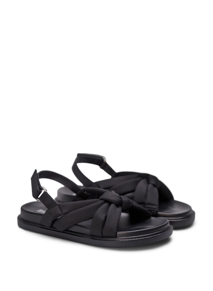 Wide fit - Sandal med knudedetalje, Sort, Packshot image number 1