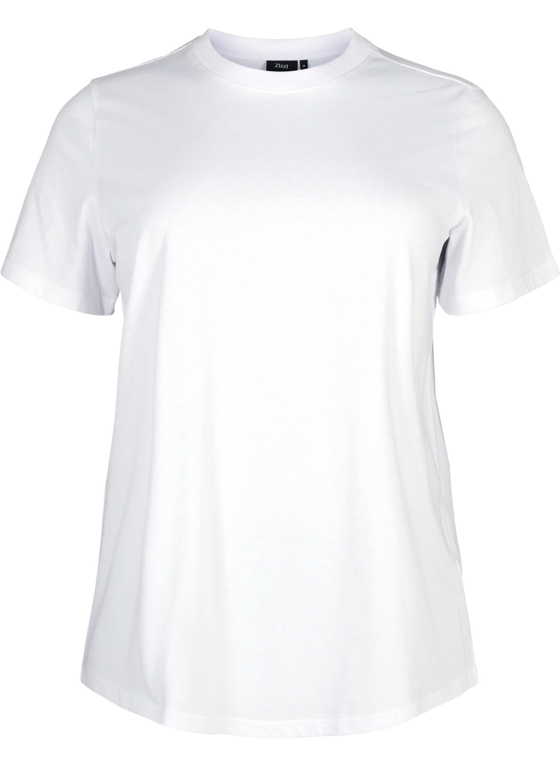 ZizziBasis t-shirt i bomuld med rund hals, Hvid, Packshot image number 0