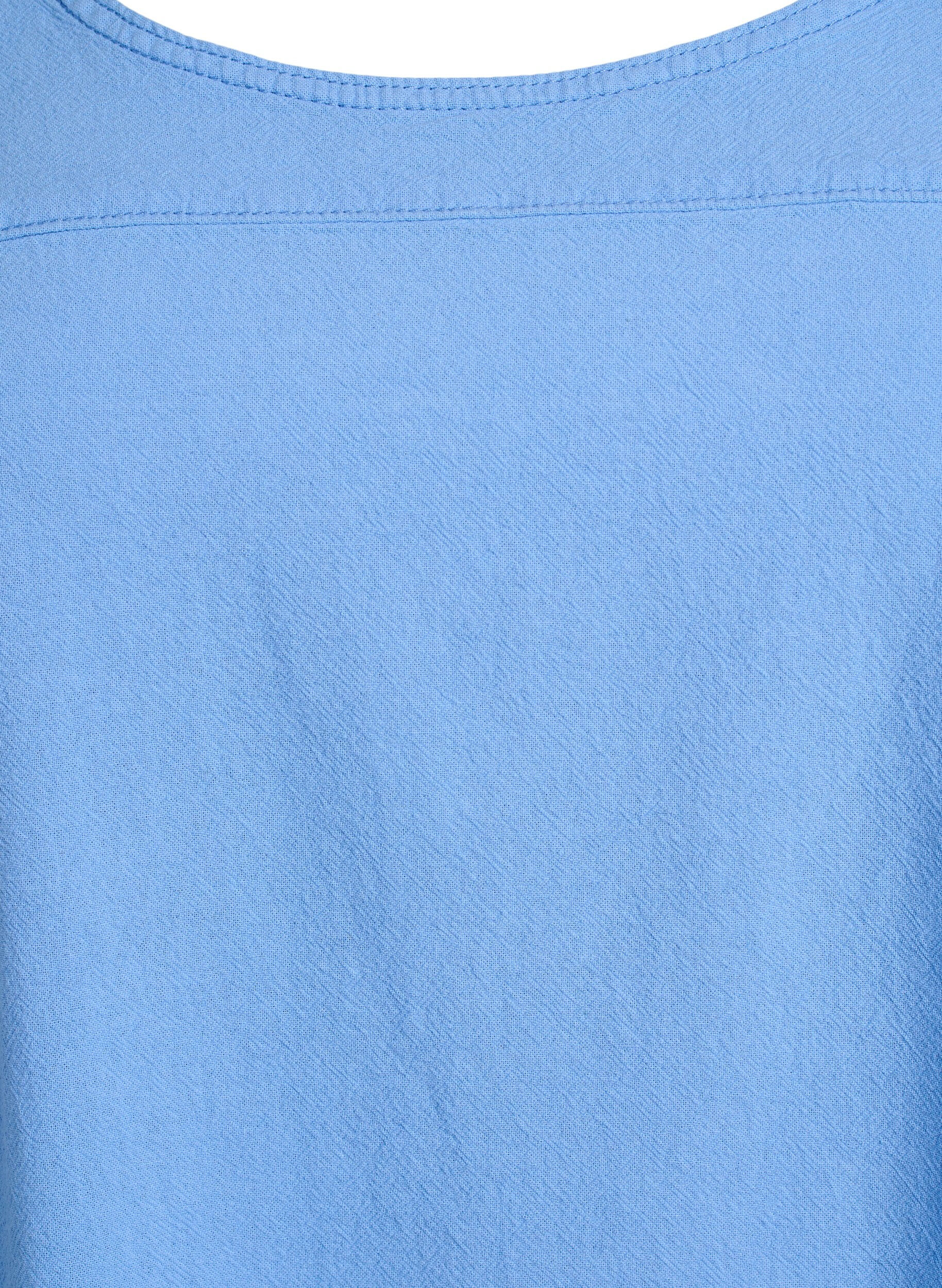 Zizzi Kort&aelig;rmet kjole i bomuld, Bl&aring;, Packshot image number 2