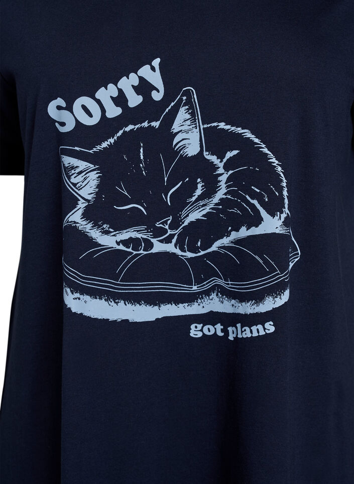 Kort&aelig;rmet natkjole i &oslash;kologisk bomuld, Bl&aring;, Packshot image number 2