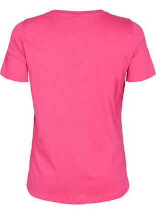 Kortærmet bomulds t-shirt med tekstprint, Fandango Pink, Packshot image number 1