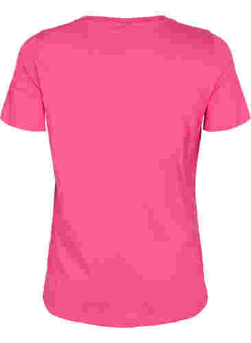 Kortærmet bomulds t-shirt med tekstprint, Fandango Pink, Packshot image number 1
