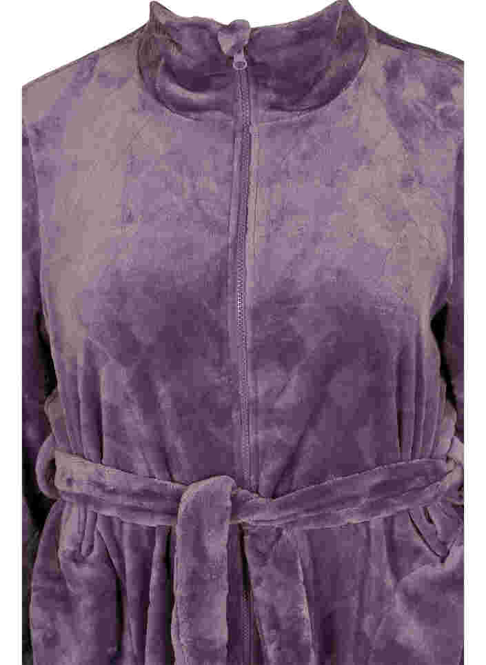 Morgenkåbe med lynlås og lommer, Vintage Violet, Packshot image number 2