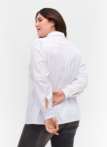 Klassisk skjorte med krave og knapper, Bright White, Model image number 1