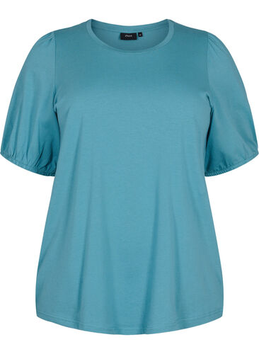 Bomulds t-shirt med 2/4 ærmer, Brittany Blue, Packshot image number 0