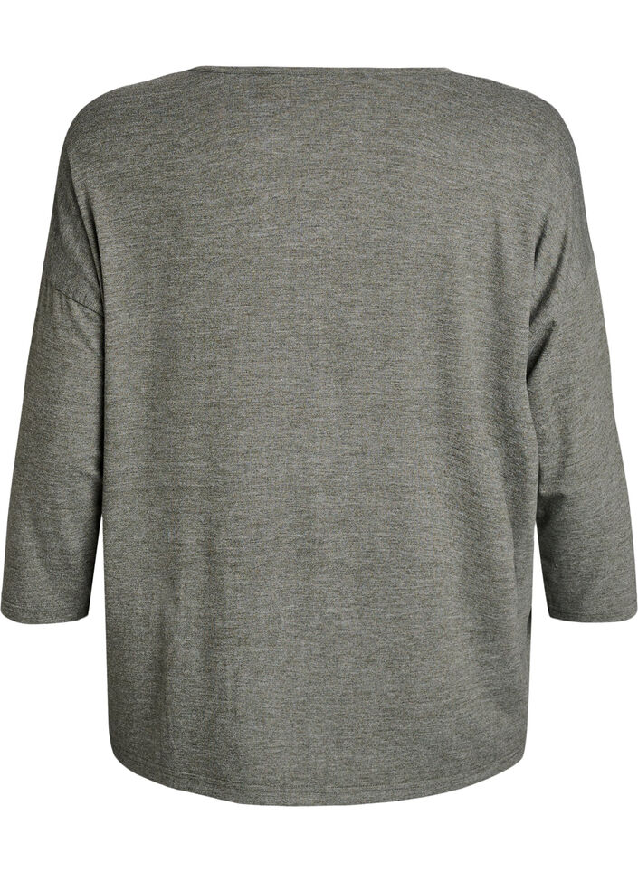 Jerseybluse med 3/4 &aelig;rmer, Gr&oslash;n, Packshot image number 1