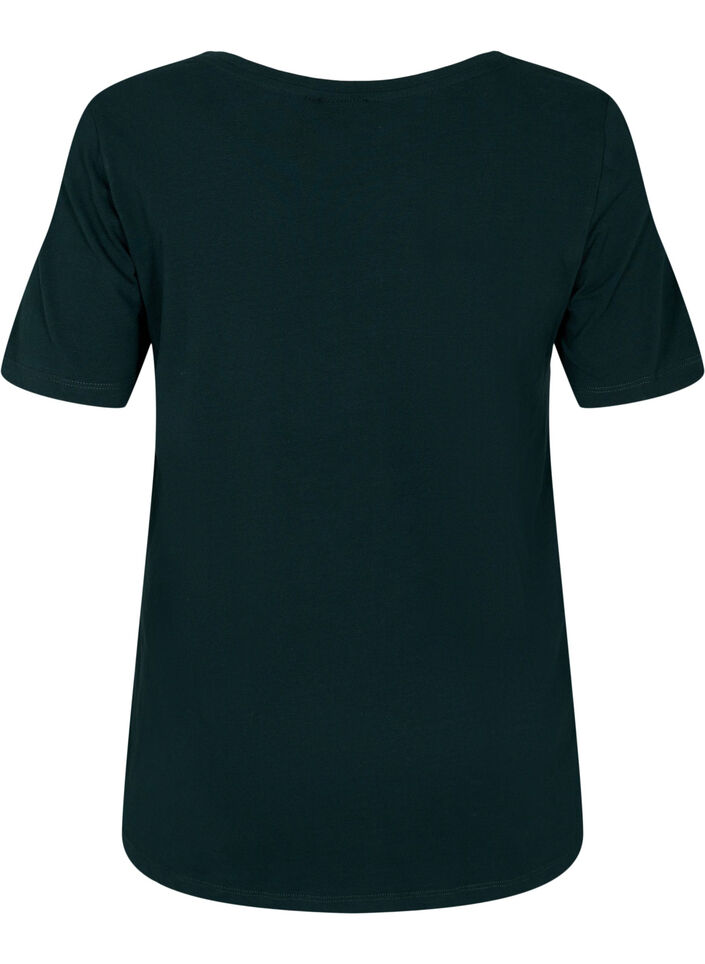 Ensfarvet basis t-shirt i bomuld, Gr&oslash;n, Packshot image number 1