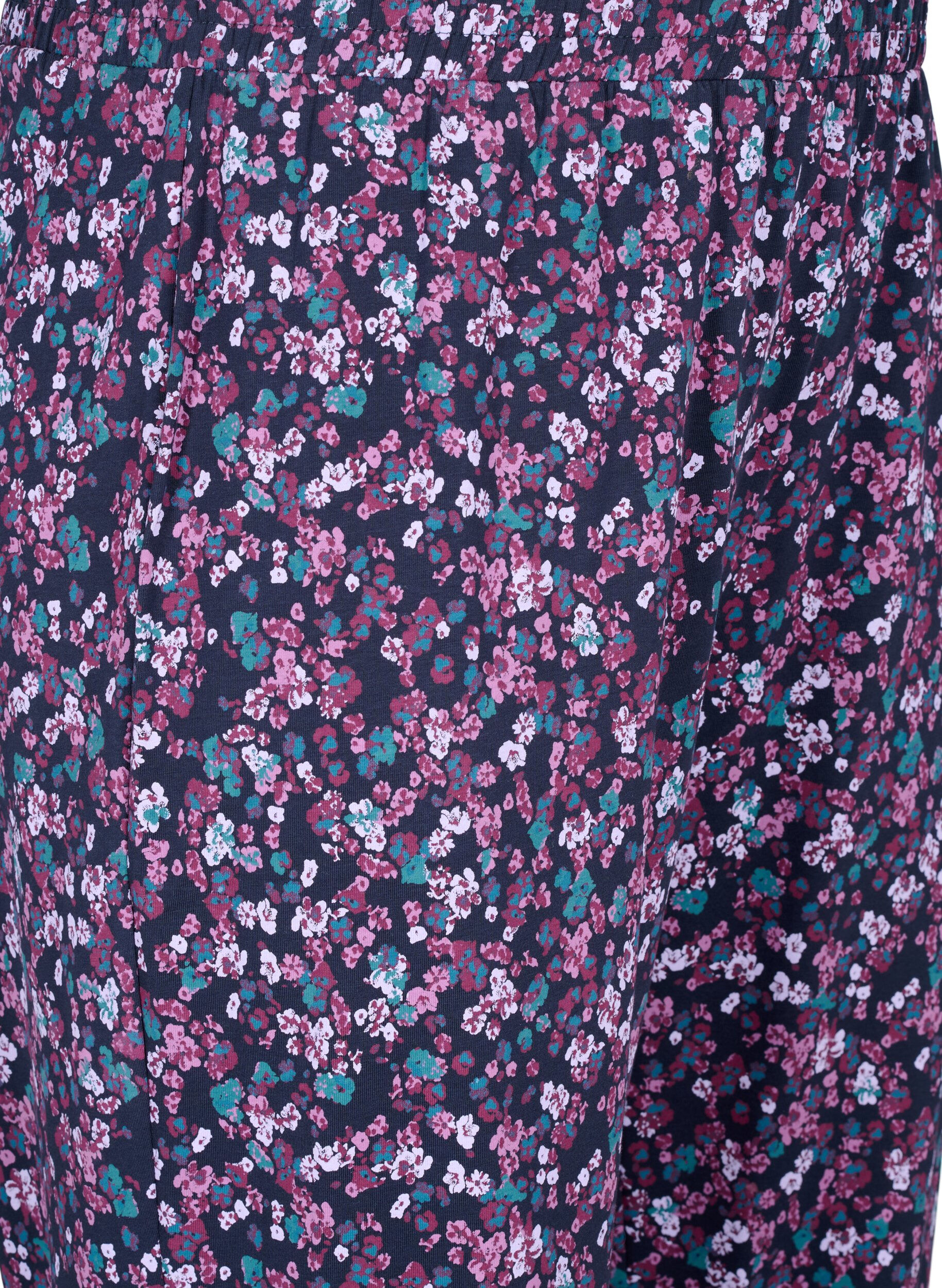 ZizziNatbukser i bomuld med print, Bl&aring;, Packshot image number 2