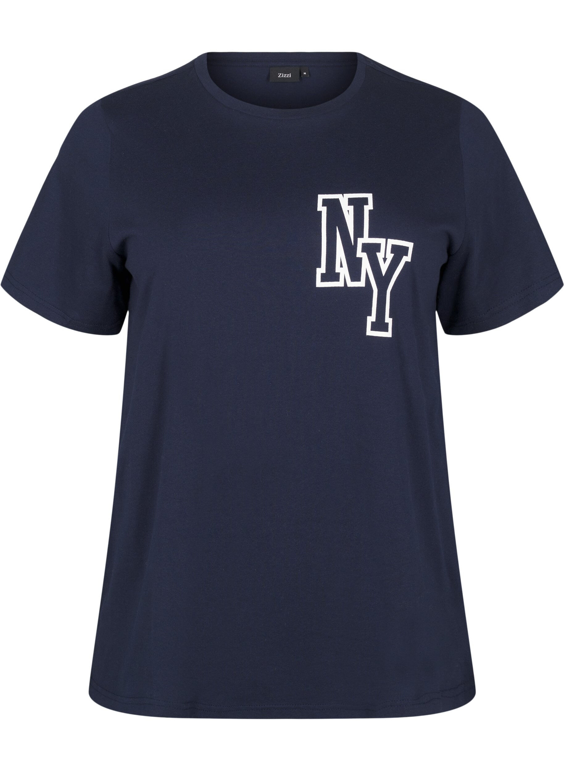 Zizzi T-shirt i &oslash;kologisk bomuld med motiv, Night Sky Printet, Packshot image number 0