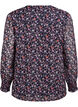 Bluse med blomsterprint og glittertr&aring;d, Bl&aring;, Packshot image number 1