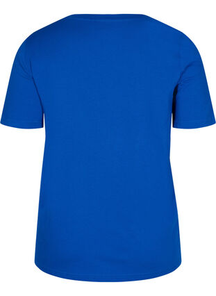 T-shirt i økologisk bomuld med v-udskæring, Princess Blue, Packshot image number 1