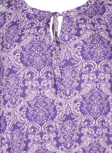 Kortærmet viskose kjole med print, D. Lavender Oriental, Packshot image number 2