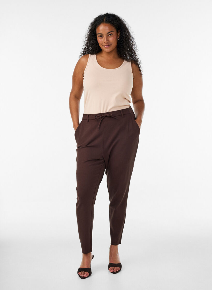 Ensfarvet basis top i bomuld, Beige, Model image number 1