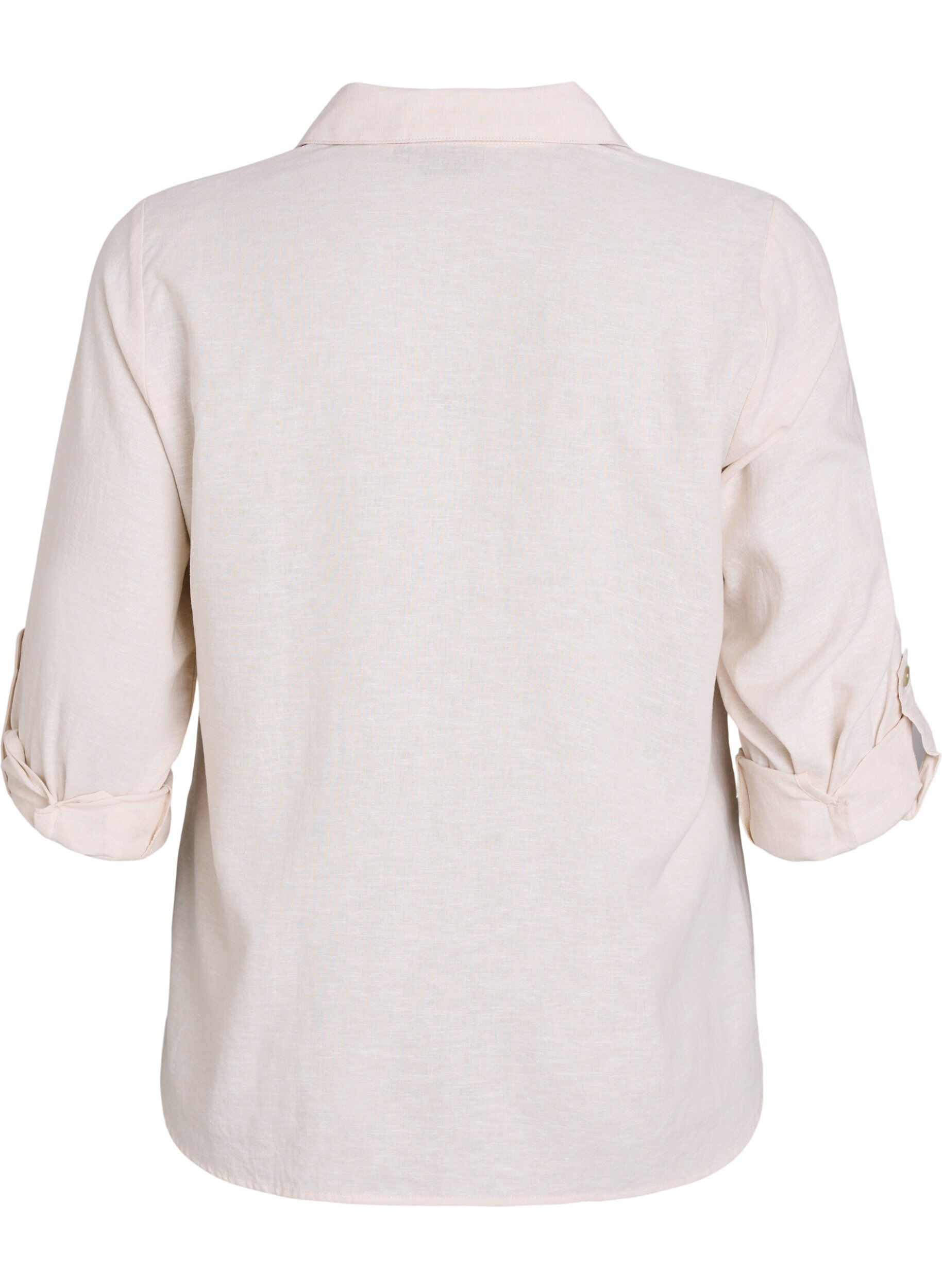 ZizziSkjorte i h&oslash;r og viskose med 3/4-&aelig;rmer, Beige, Packshot image number 1