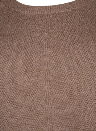 Meleret strikbluse med slids i siden, Walnut/White Mel., Packshot image number 2