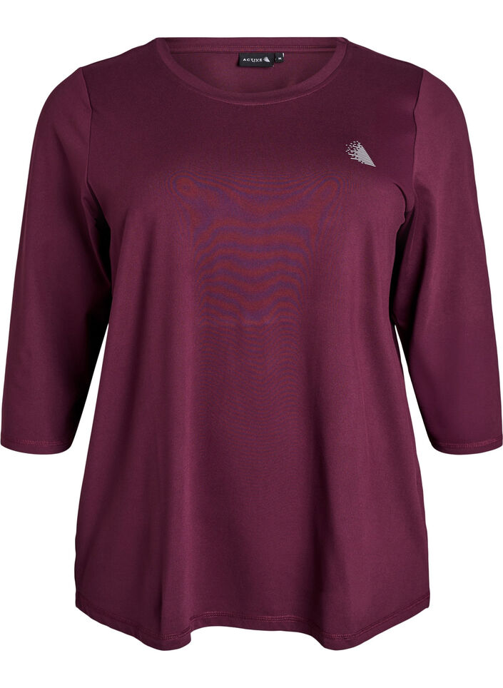 Tr&aelig;ningsbluse med 3/4 &aelig;rmer, R&oslash;d, Packshot image number 0