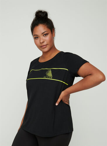 Trænings t-shirt med print, Black, Model image number 0