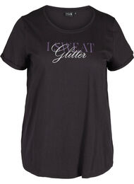 Trænings t-shirt med print, Black Glitter