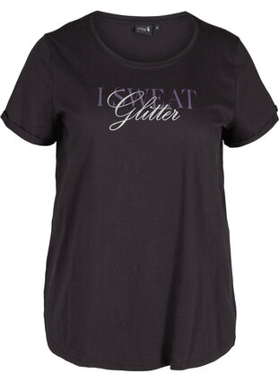 Trænings t-shirt med print, Black Glitter, Packshot image number 0