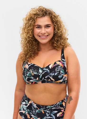 Printet bikini overdel, Leaf Print, Model image number 0