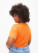 Tætsiddende bluse med v-hals og meshdetalje, Vibrant Orange, Model image number 1