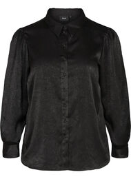Skjorte med struktur og lange pufærmer, Black