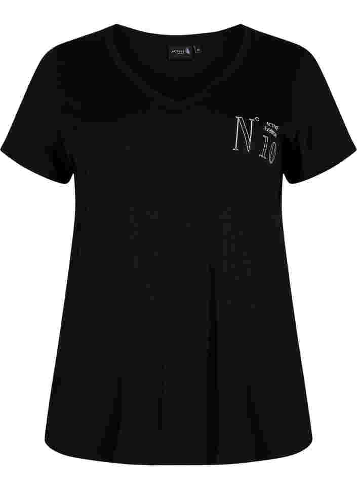 Bomulds trænings t-shirt med tryk, Black w. No. 10, Packshot image number 0