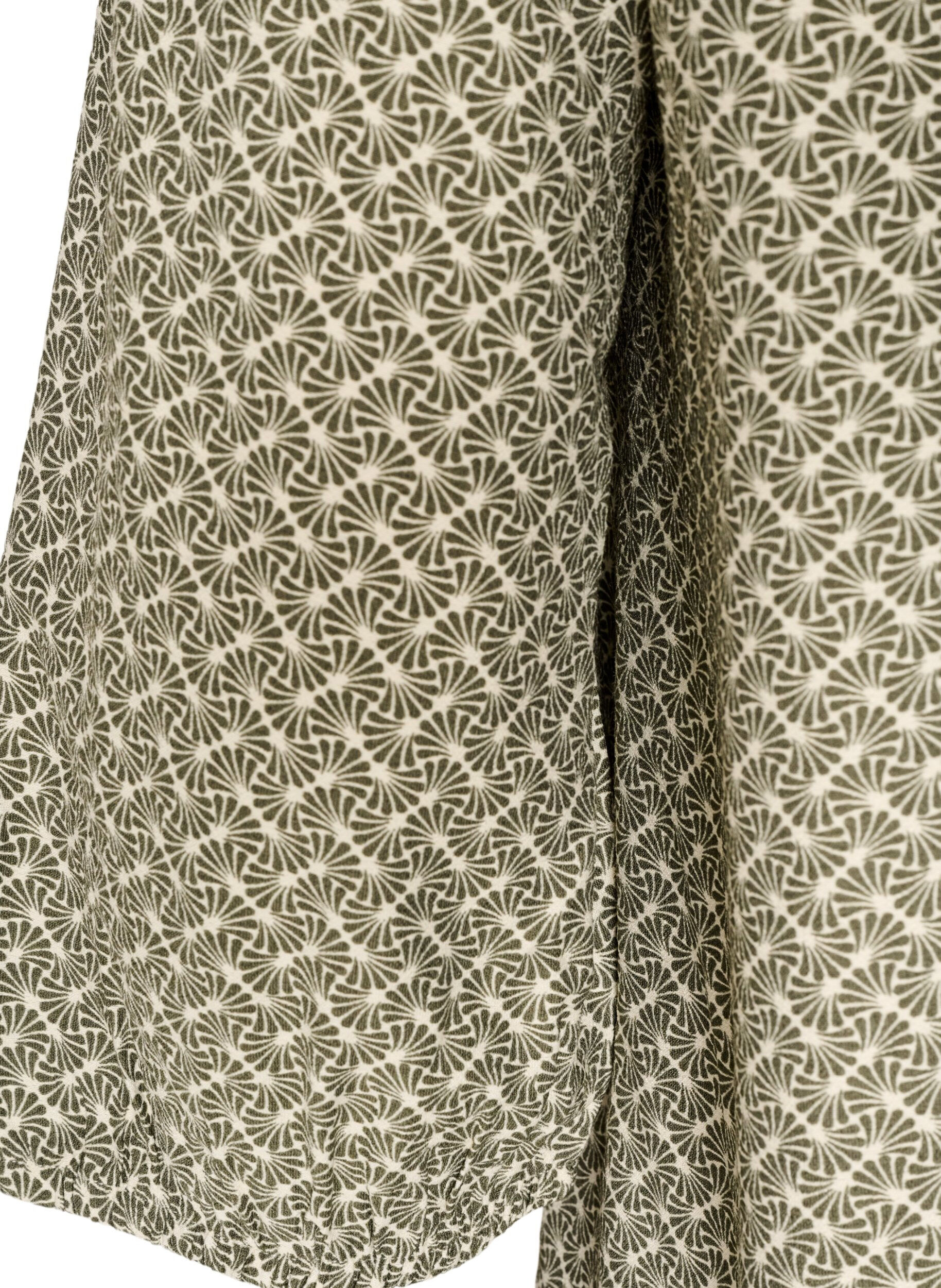 ZizziViskosebluse med m&oslash;nster og 3/4-&aelig;rmer, Gr&oslash;n, Packshot image number 3