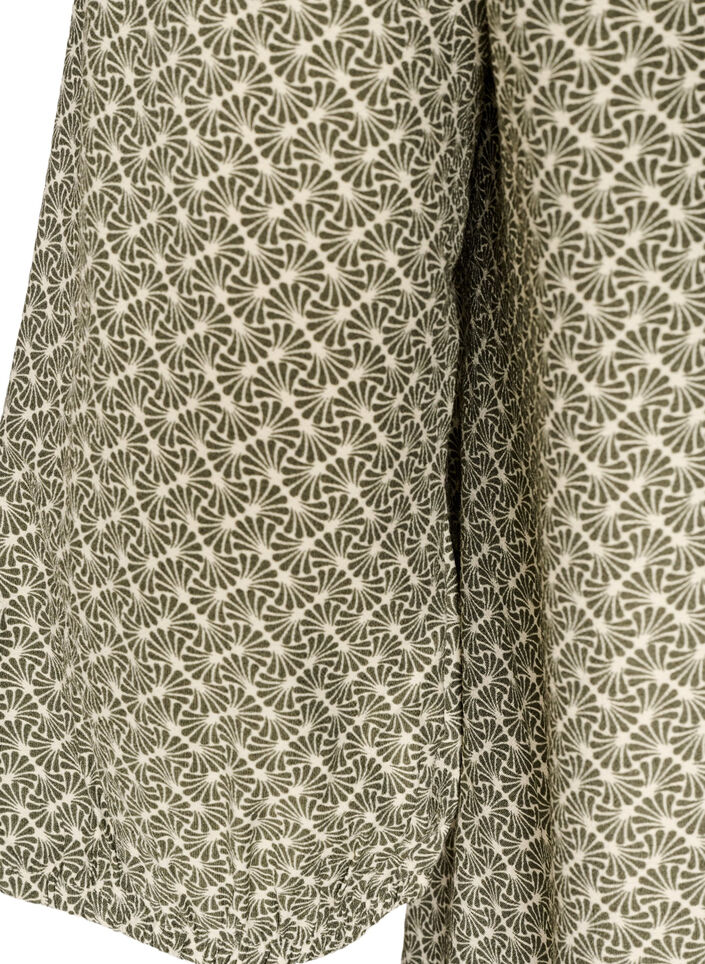 Viskosebluse med m&oslash;nster og 3/4-&aelig;rmer, Gr&oslash;n, Packshot image number 3