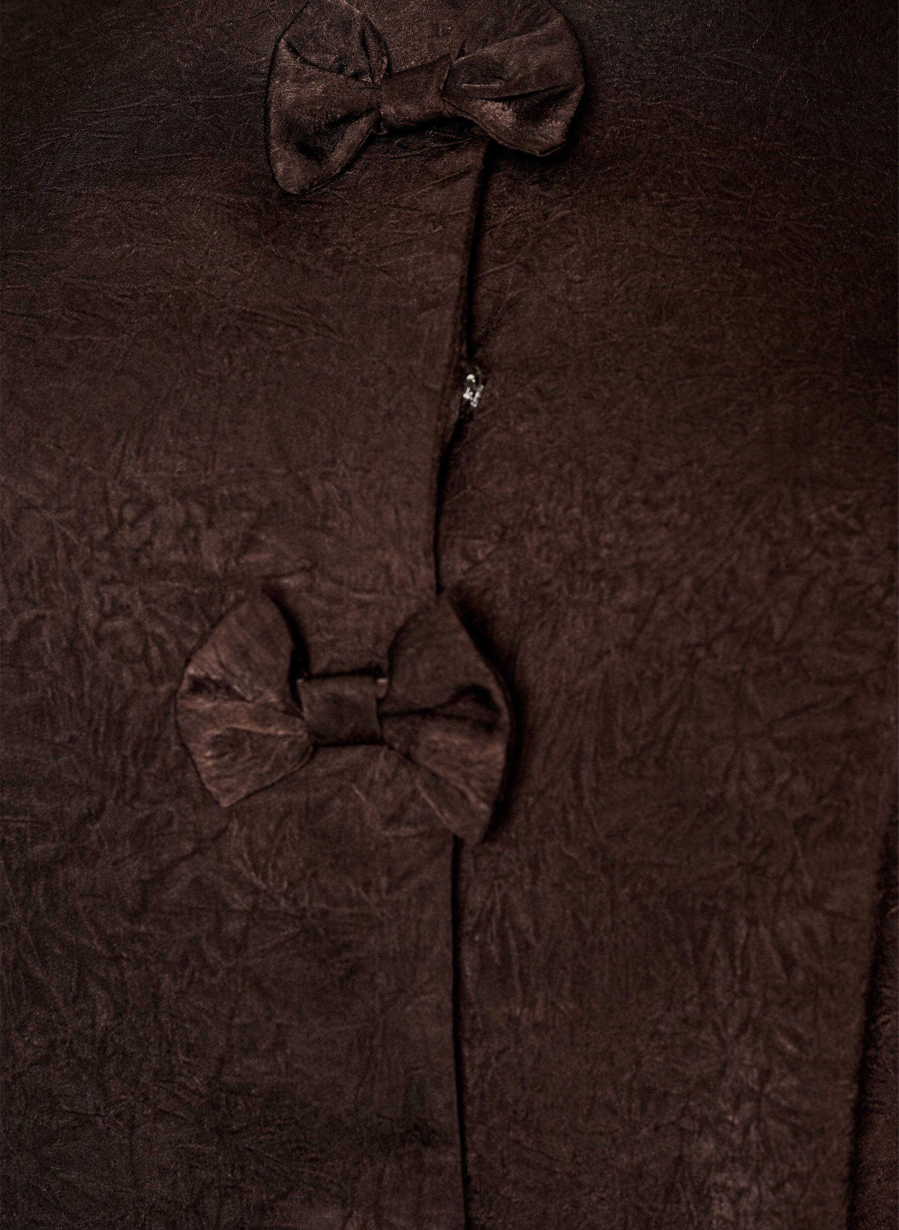 ZizziSatinbluse med sl&oslash;jfer og albuelange &aelig;rmer, Brun, Packshot image number 2