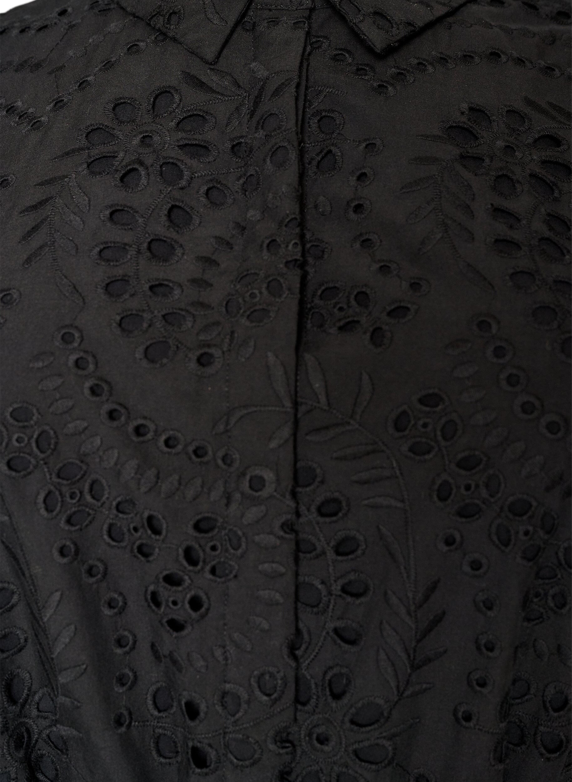 ZizziSkjortekjole i broderie anglaise med bindeb&aelig;lte, Sort, Packshot image number 2
