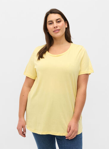Kortærmet bomulds t-shirt med tryk , Pale Banana Shine, Model image number 0