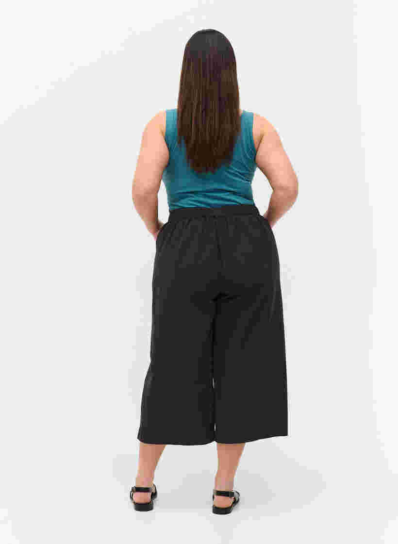 Løse culotte bukser i bomuld, Black, Model image number 0