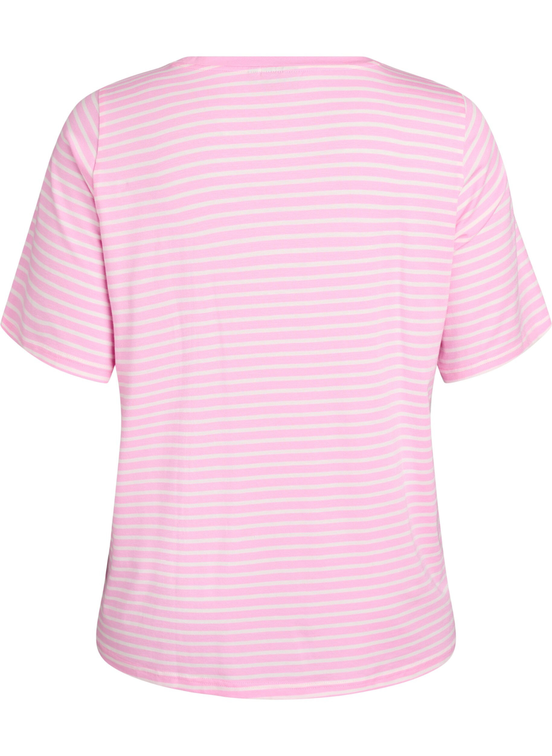 Zizzi T-shirt med TENCEL&trade; Lyocell og striber, Lyser&oslash;d, Packshot image number 1