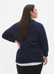 Strikcardigan i viskose med knapper, Navy Blazer, Model image number 1