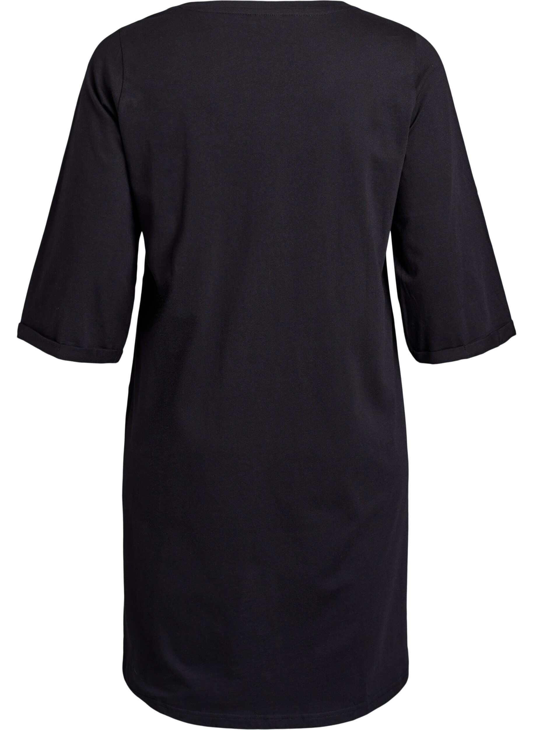 Zizzi Natkjole i &oslash;kologisk bomuld med julemotiv, Sort, Packshot image number 1