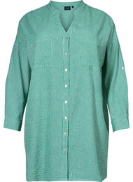 Stribet bomuldsskjorte med 3/4 ærmer, Jolly Green Stripe