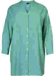Stribet bomuldsskjorte med 3/4 ærmer, Jolly Green Stripe