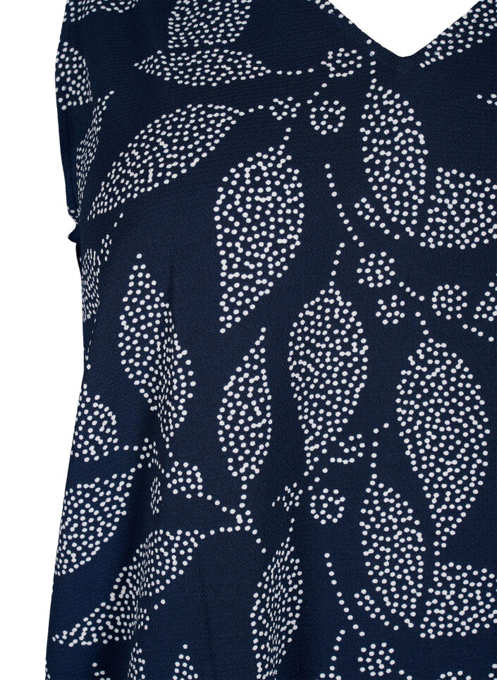 Printet top med v-hals , Navy B. w. Dot Leaf, Packshot image number 2