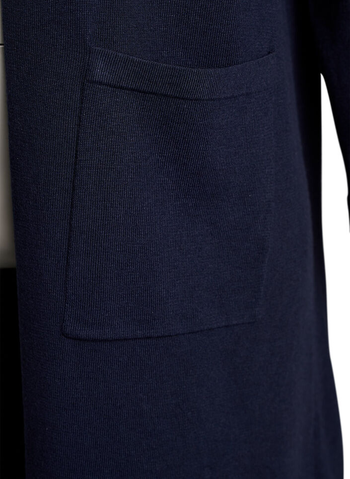 Lang, &aring;ben cardigan med lommer, Bl&aring;, Packshot image number 2