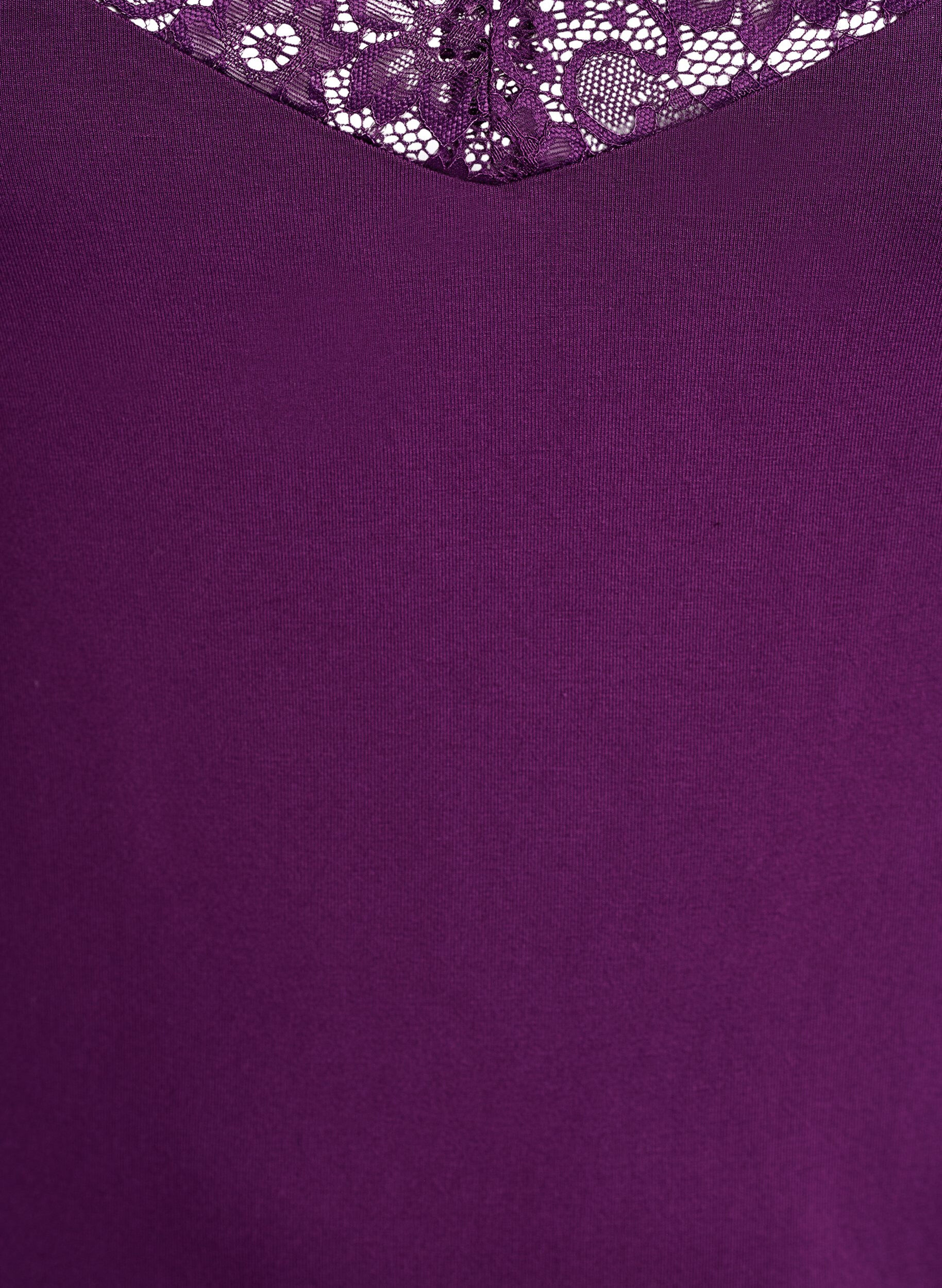 ZizziViskose top med blondekant, Lilla, Packshot image number 2