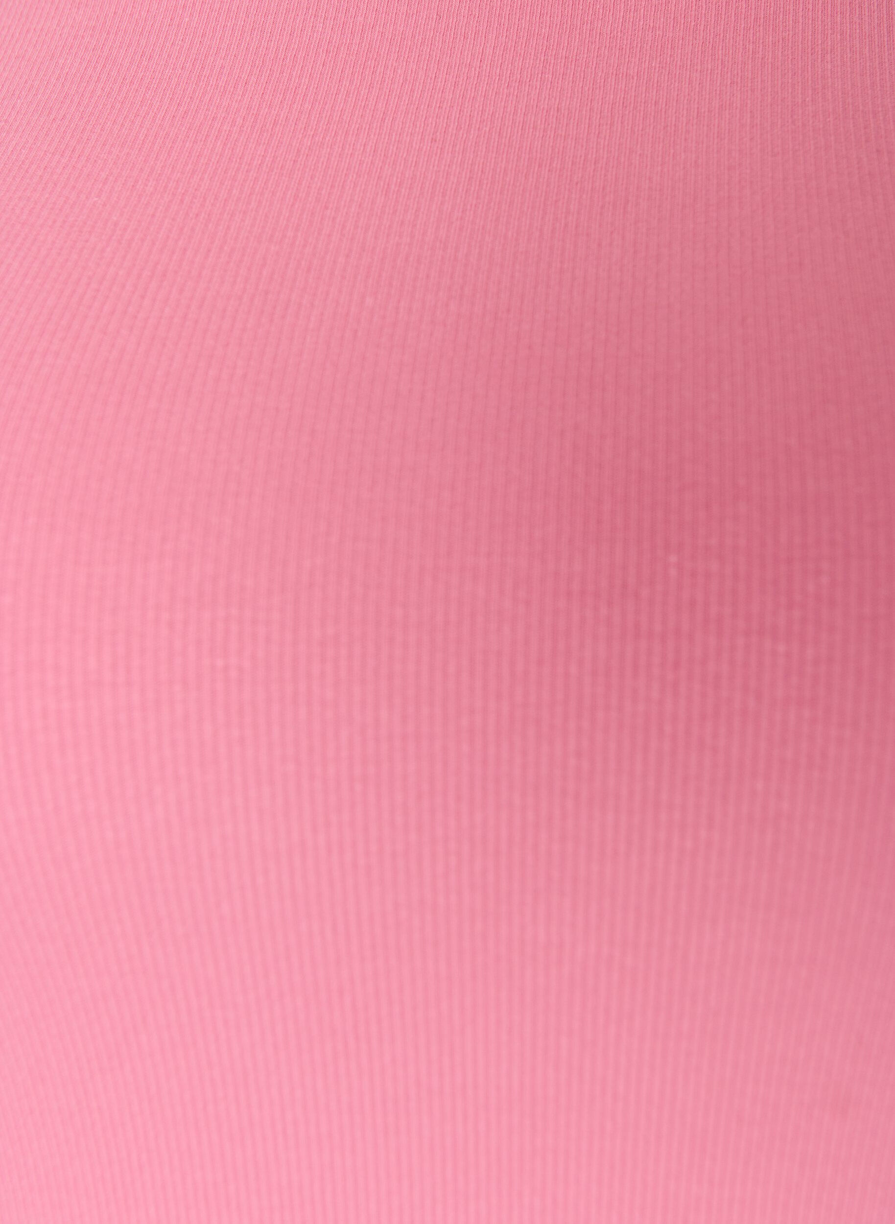 ZizziRibtop i bomuld med h&oslash;j hals, Lyser&oslash;d, Packshot image number 2