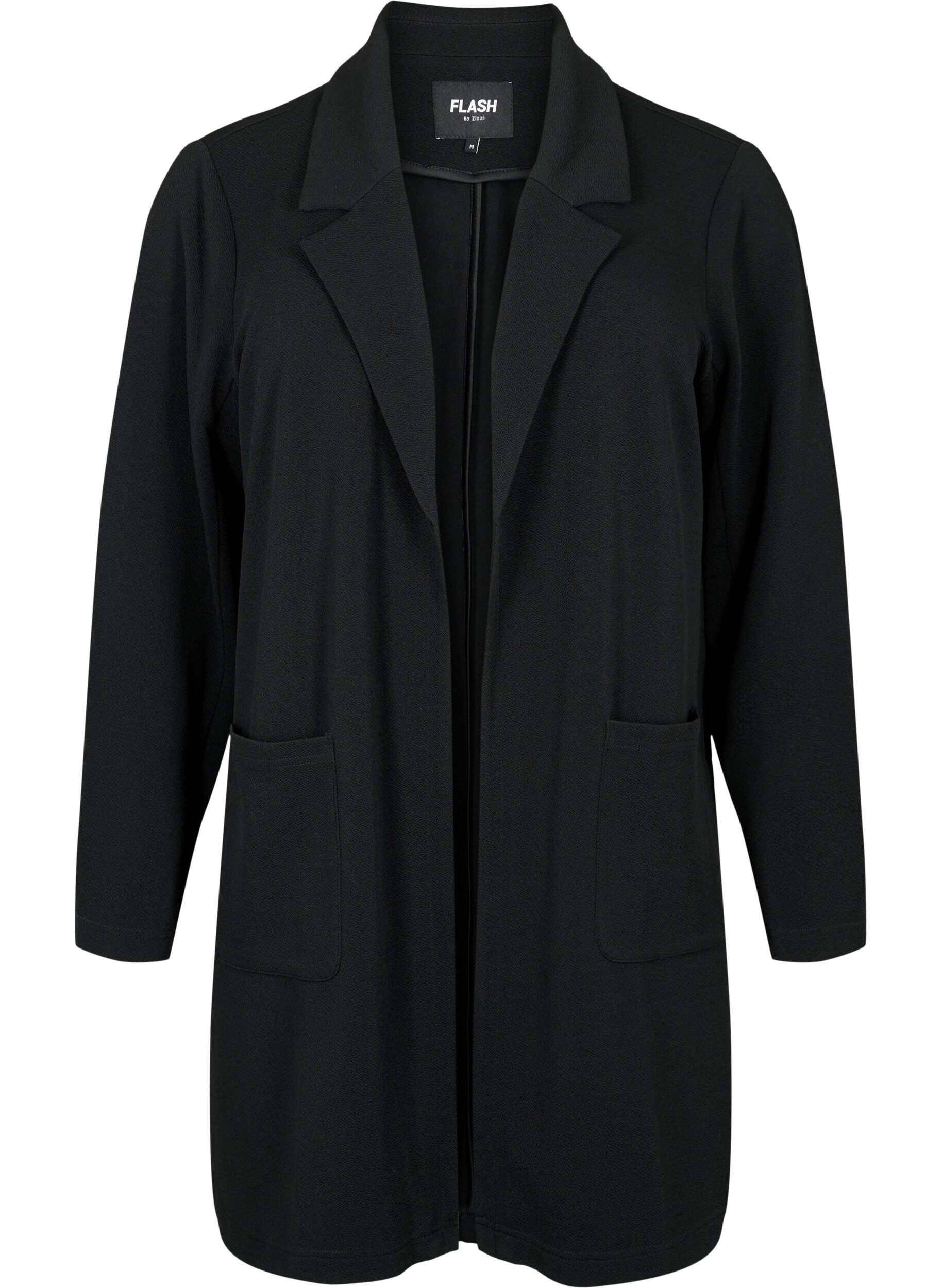 ZizziLang blazer med lommer, Sort, Packshot image number 0